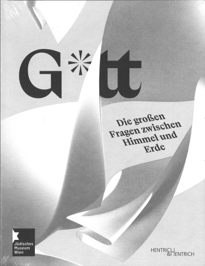 Book cover with the theme God: Black and gray graphic background with the word 'God' and the text 'The big questions between heaven and earth'